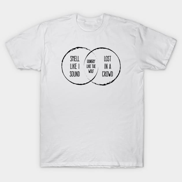 Hungry Like The Wolf Venn Diagram T-Shirt by Rad Love